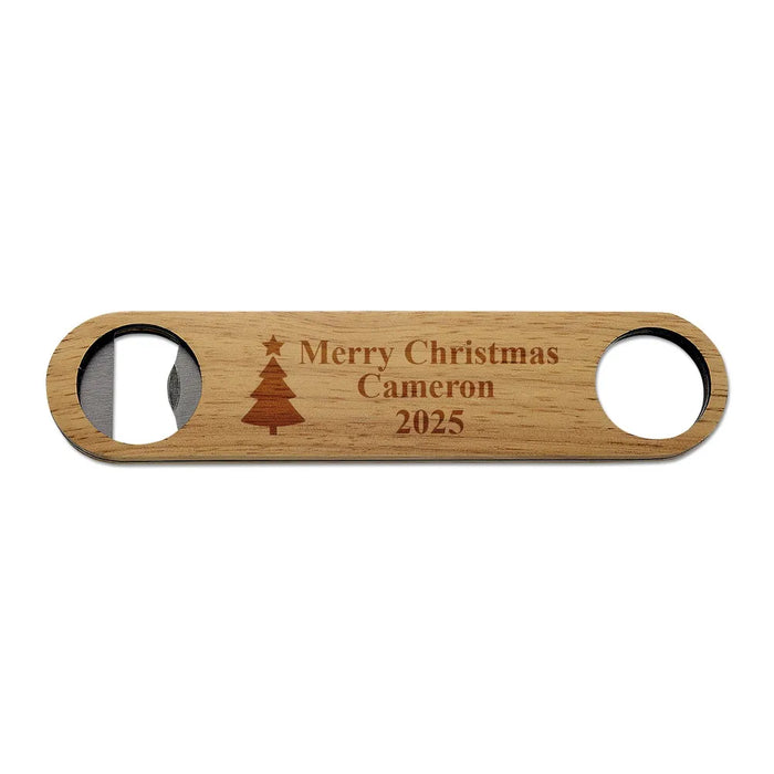 Christmas Tree Engraved Wooden Bottle Opener