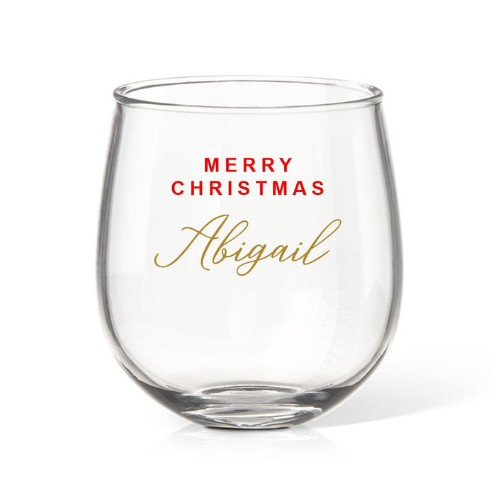 Christmas Coloured Stemless Wine Glass
