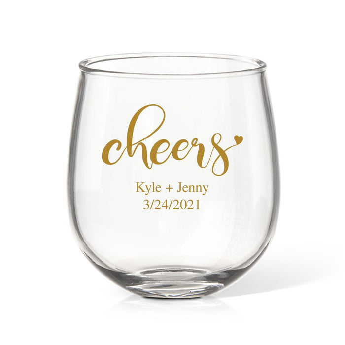 Couple Cheers Coloured Stemless Wine Glass