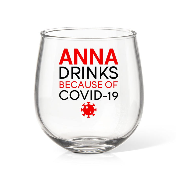 Covid Coloured Stemless Wine Glass