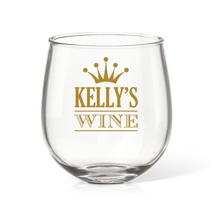 Crown Coloured Stemless Wine Glass