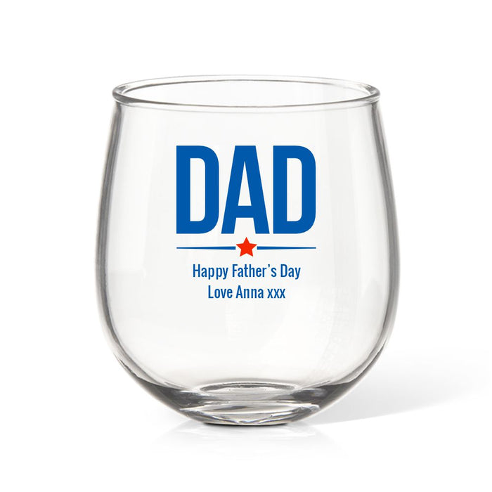 Dad Coloured Stemless Wine Glass