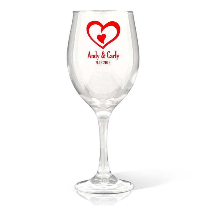 Double Heart Coloured Wine Glass