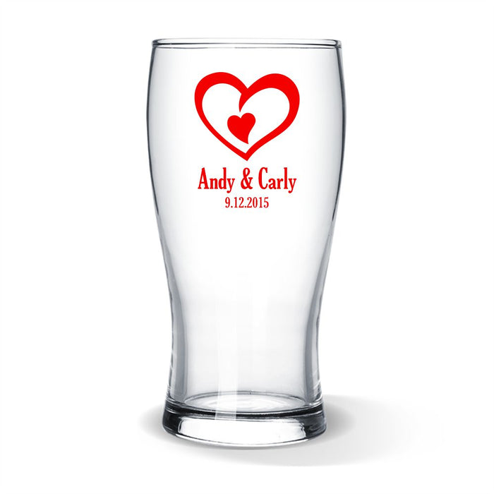 Double Heart Coloured Standard Beer Glass
