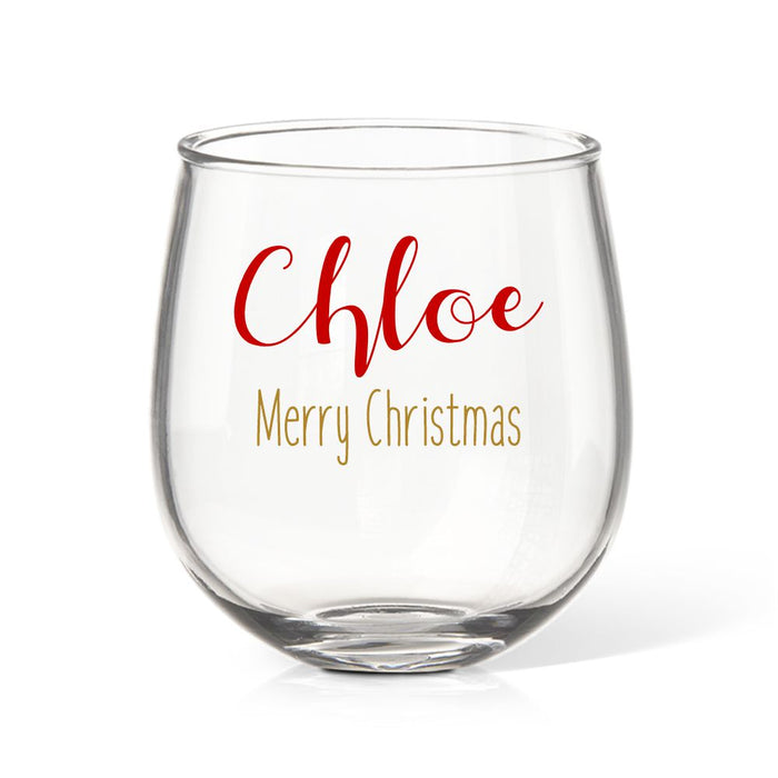 Festive Christmas Coloured Stemless Wine Glass
