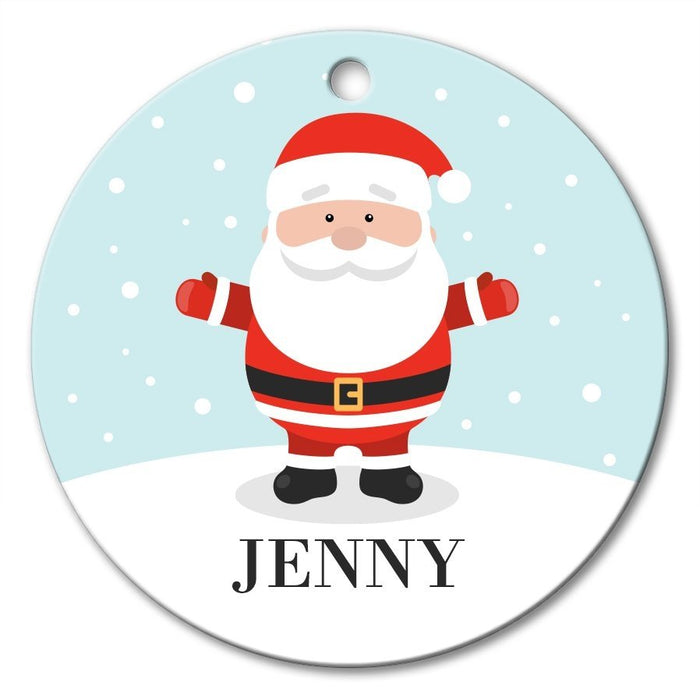 Happy Santa Round Porcelain Ornament