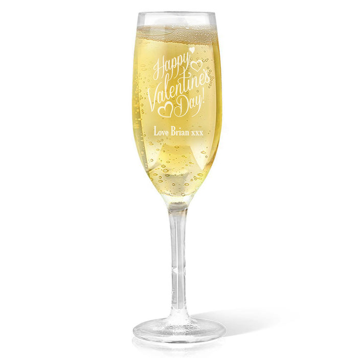 Happy Valentines Engraved Champagne Glass