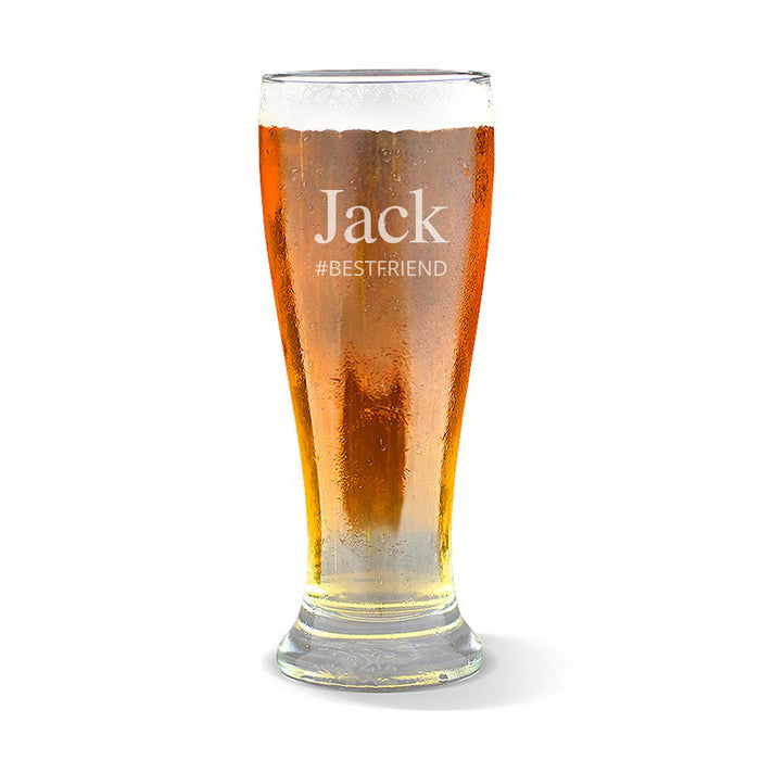 Hash Tag Engraved Premium Beer Glass