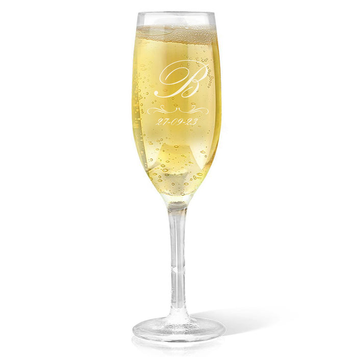 Initial Engraved Champagne Glass