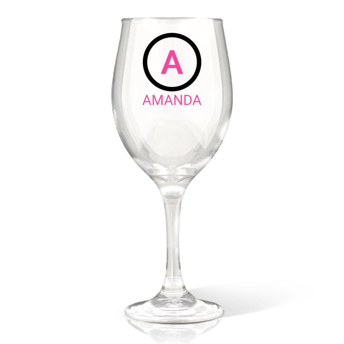 Initial Coloured Wine Glass