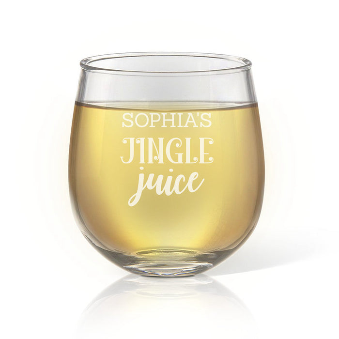 Jingle Juice Engraved Stemless Wine Glass