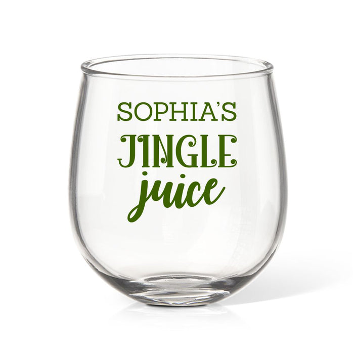 Jingle Juice Coloured Stemless Wine Glass