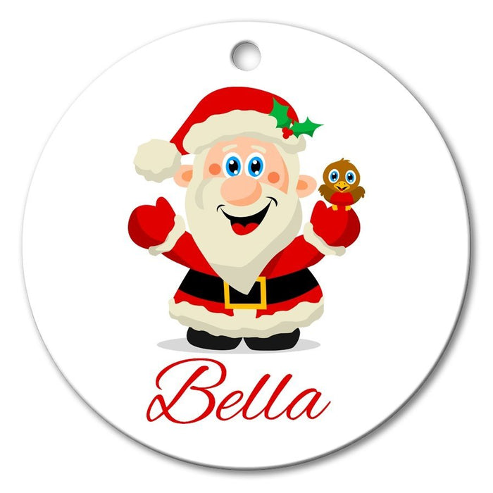 Jolly Santa Round Porcelain Ornament