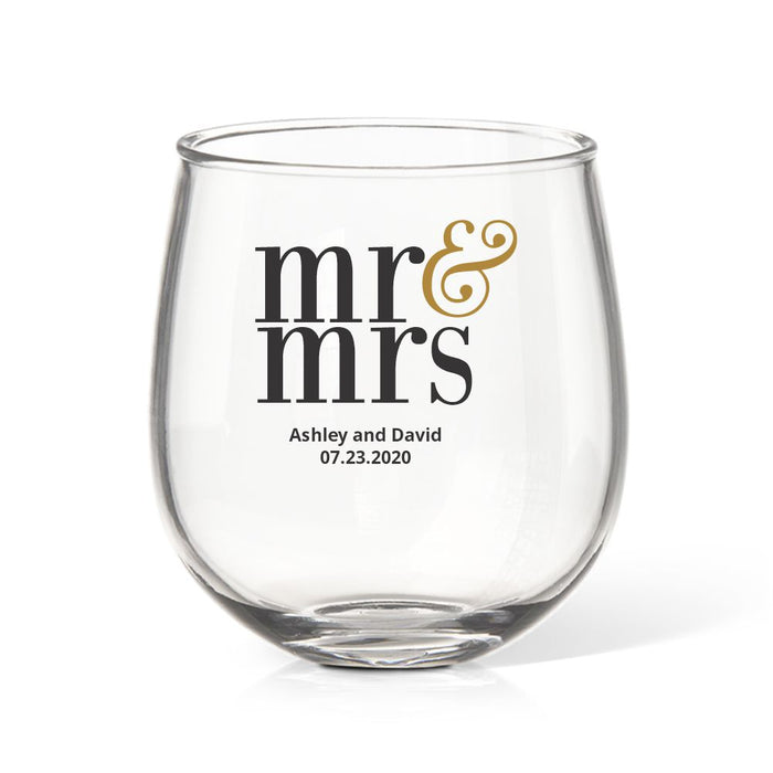 Married Coloured Stemless Wine Glass