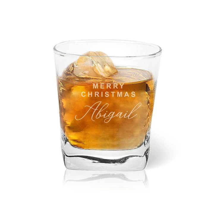 Merry Christmas Engraved Tumbler Glass