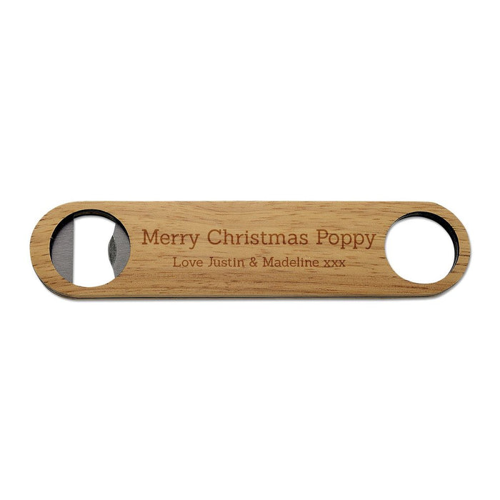 Merry Christmas Engraved Wooden Bottle Opener