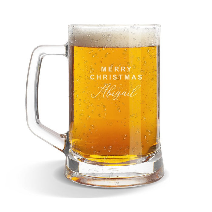 Merry Christmas Glass Beer Mug