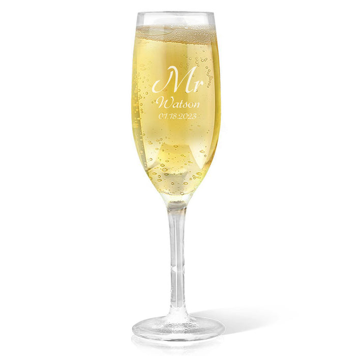 Mr Design Engraved Champagne Glass