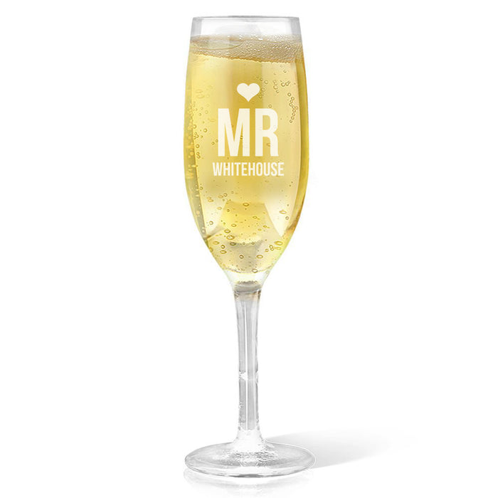 Mr Heart Engraved Champagne Glass