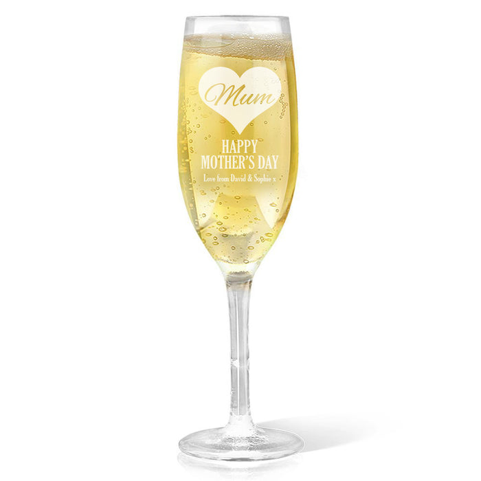 Mum in Heart Engraved Champagne Glass