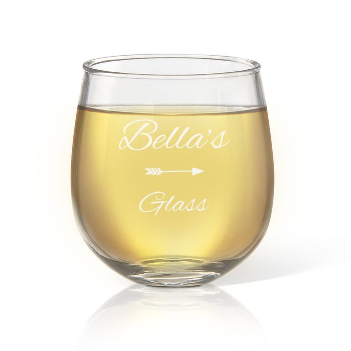 Name Engraved Stemless Wine Glass