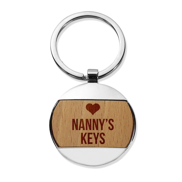 Nanny's Engraved Round Metal Keyring