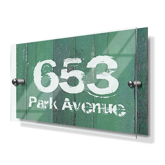 Green Wood Panel Effect Premium Acrylic-Front Metal House Sign