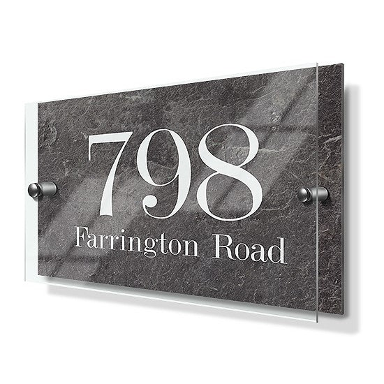 Stone Effect Premium Acrylic-Front Metal House Sign