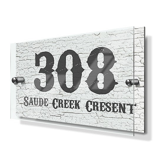 Weathered Paint Effect Premium Acrylic-Front Metal House Sign
