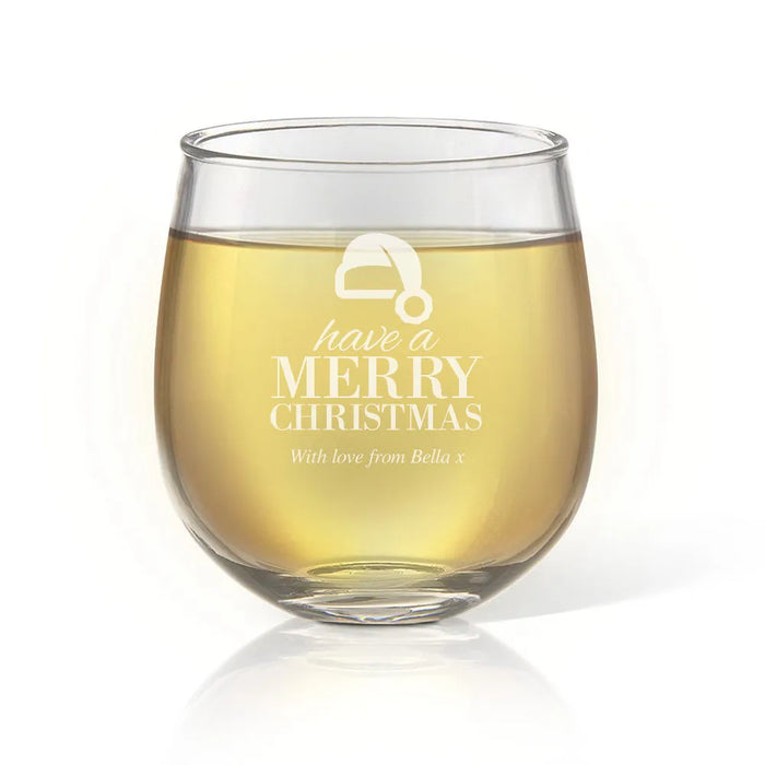 Santa Hat Engraved Stemless Wine Glass