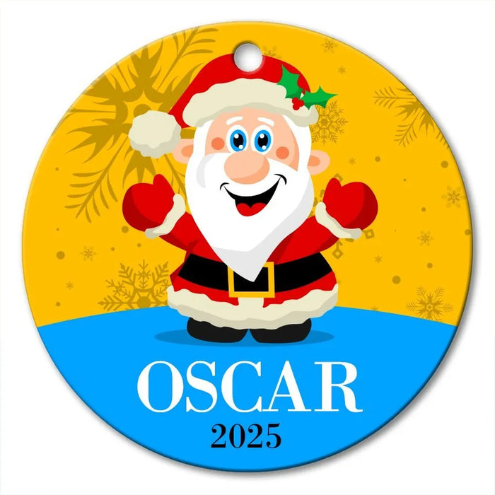 Santa Round Porcelain Ornament