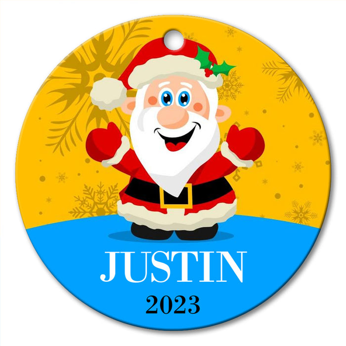 Santa Round Porcelain Ornament