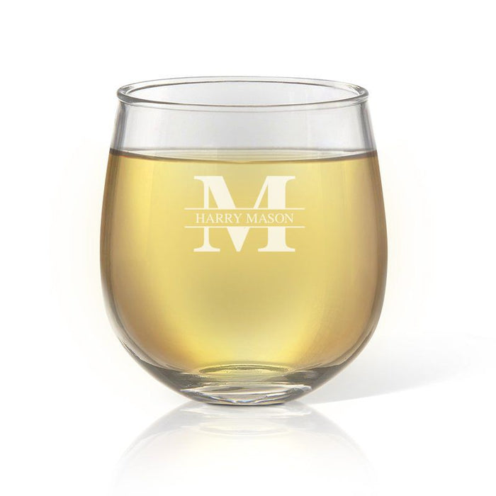 Monogram Engraved Stemless Wine Glass