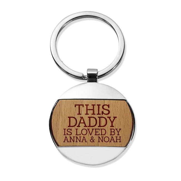 Dad Key Rings Metal This Daddy Engraved Round Metal Keyring – Fabness