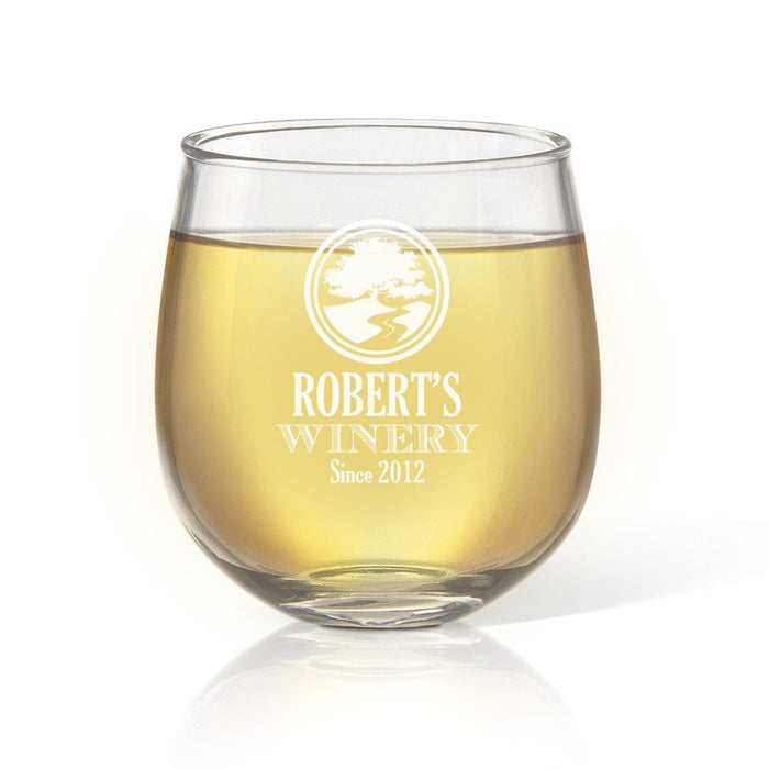Winery Engraved Stemless Wine Glass