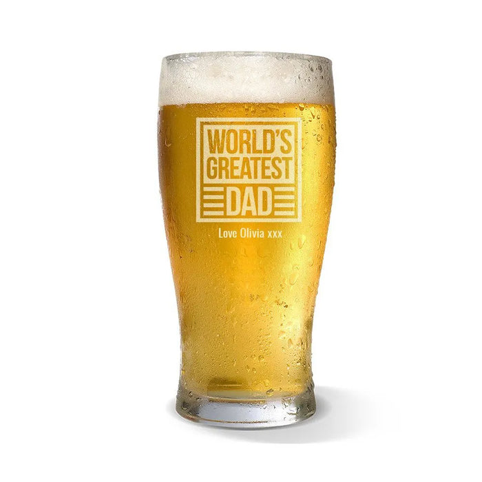 World's Greatest Dad Engraved Standard Beer Glass