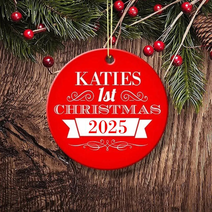 1st Christmas Round Porcelain Ornament