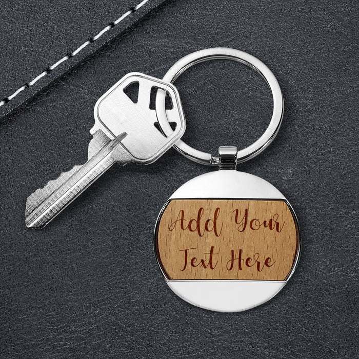 Add Your Own Message Engraved Round Metal Keyring