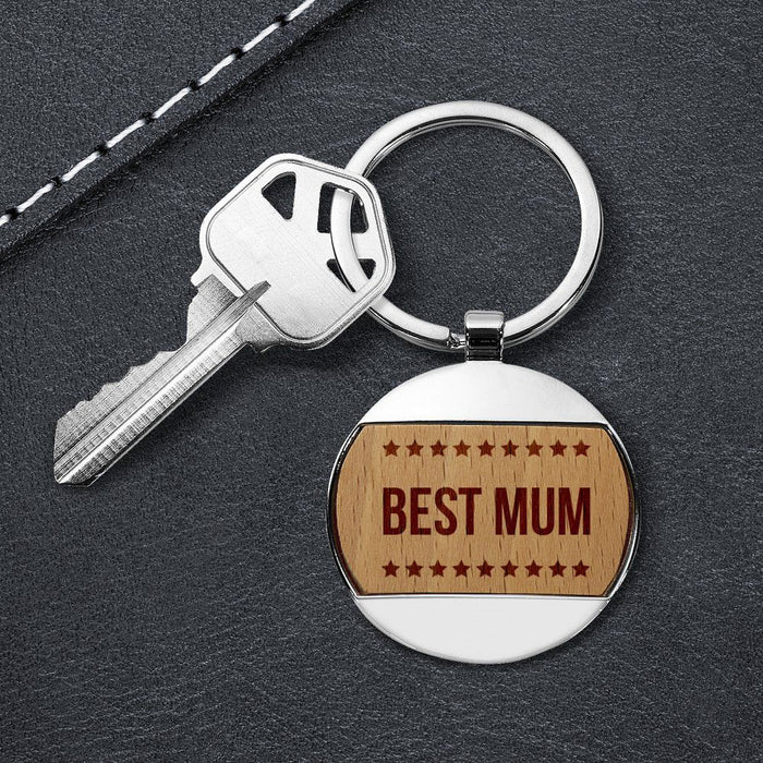 Best Mum Engraved Round Metal Keyring
