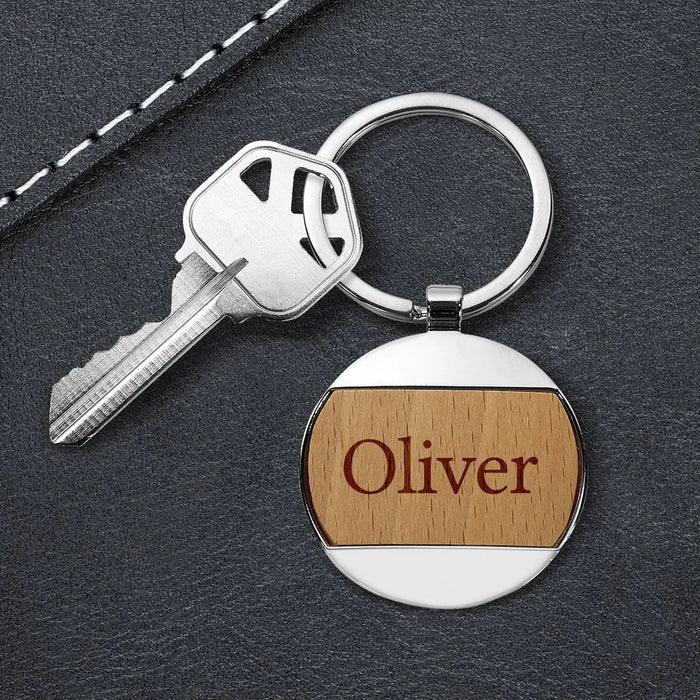 Name Key Rings Round Shape Classic Name Engraved Round Metal Keyring – Fabness