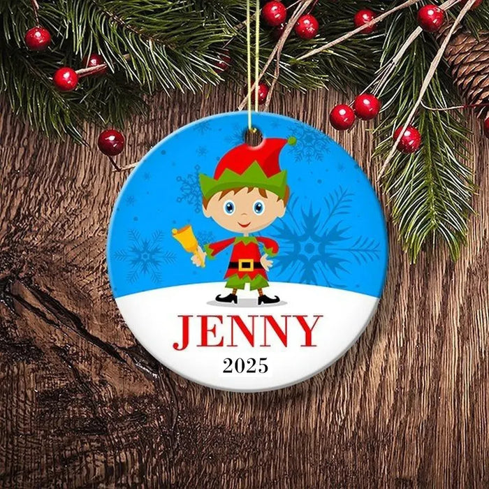 Elf Round Porcelain Ornament