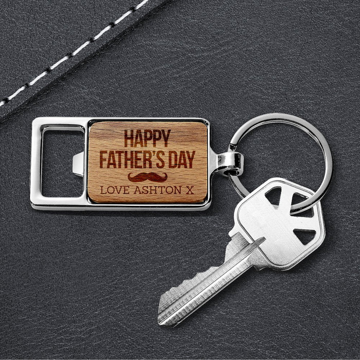 Happy Father's Day Engraved Rectangle Metal Keyring