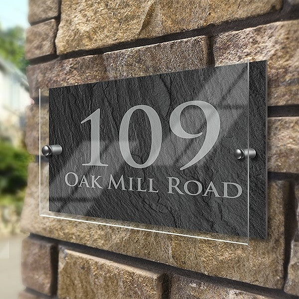 Slate Effect Premium Acrylic-Front Metal House Sign