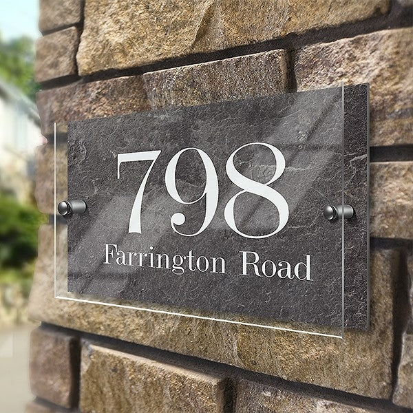 Stone Effect Premium Acrylic-Front Metal House Sign