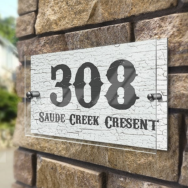 Weathered Paint Effect Premium Acrylic-Front Metal House Sign