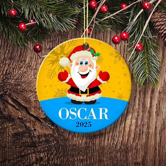 Santa Round Porcelain Ornament