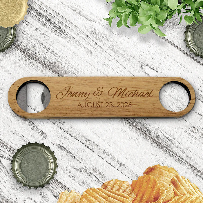 Wedding Engraved Wooden Bottle Opener