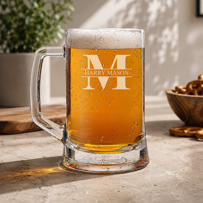 Monogram Glass Beer Mug