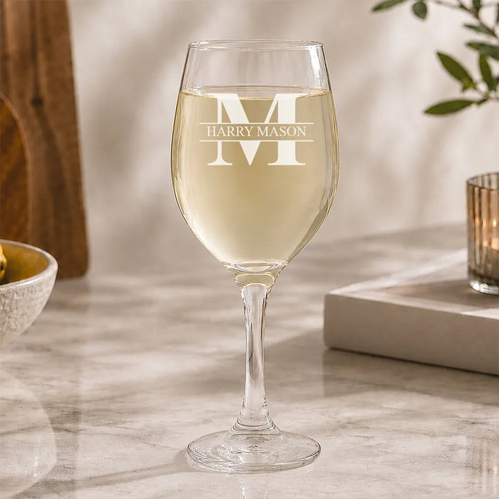 Monogram Engraved Wine Glass