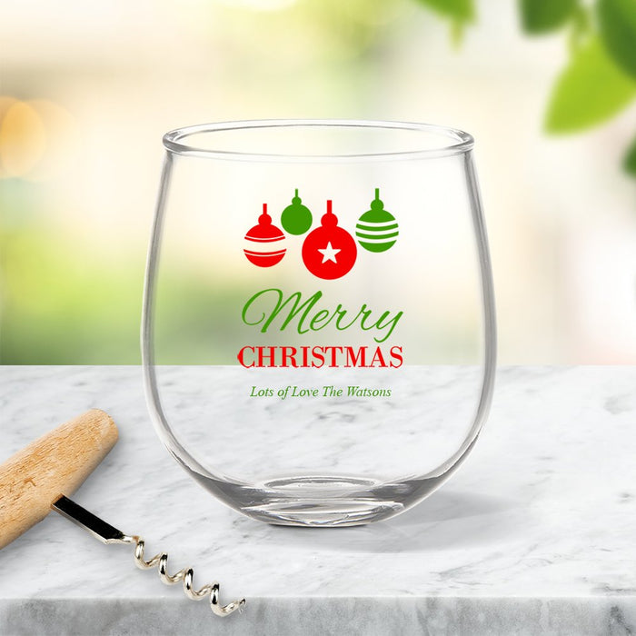 Bauble Coloured Stemless Wine Glass